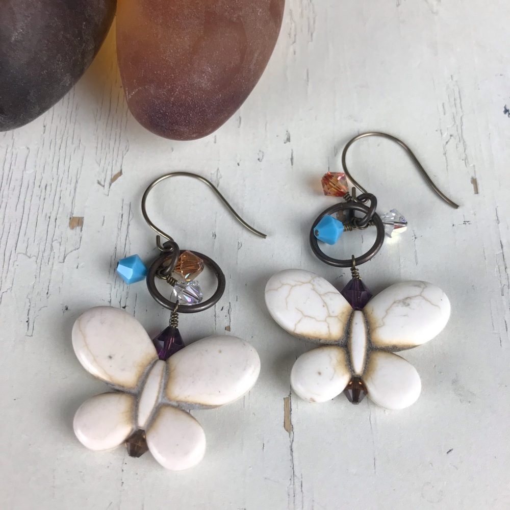 Crystal Butterfly Dangle Earrings